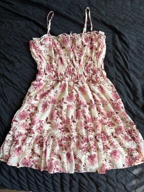 Trixxi Floral Trim Dress in cream and Blush